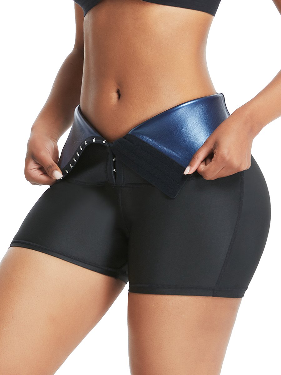 Blue Neoprene Sweat Shorts Hook And Eye Closure Cellulite Reducing - Nutri Shed Supplement Lab 