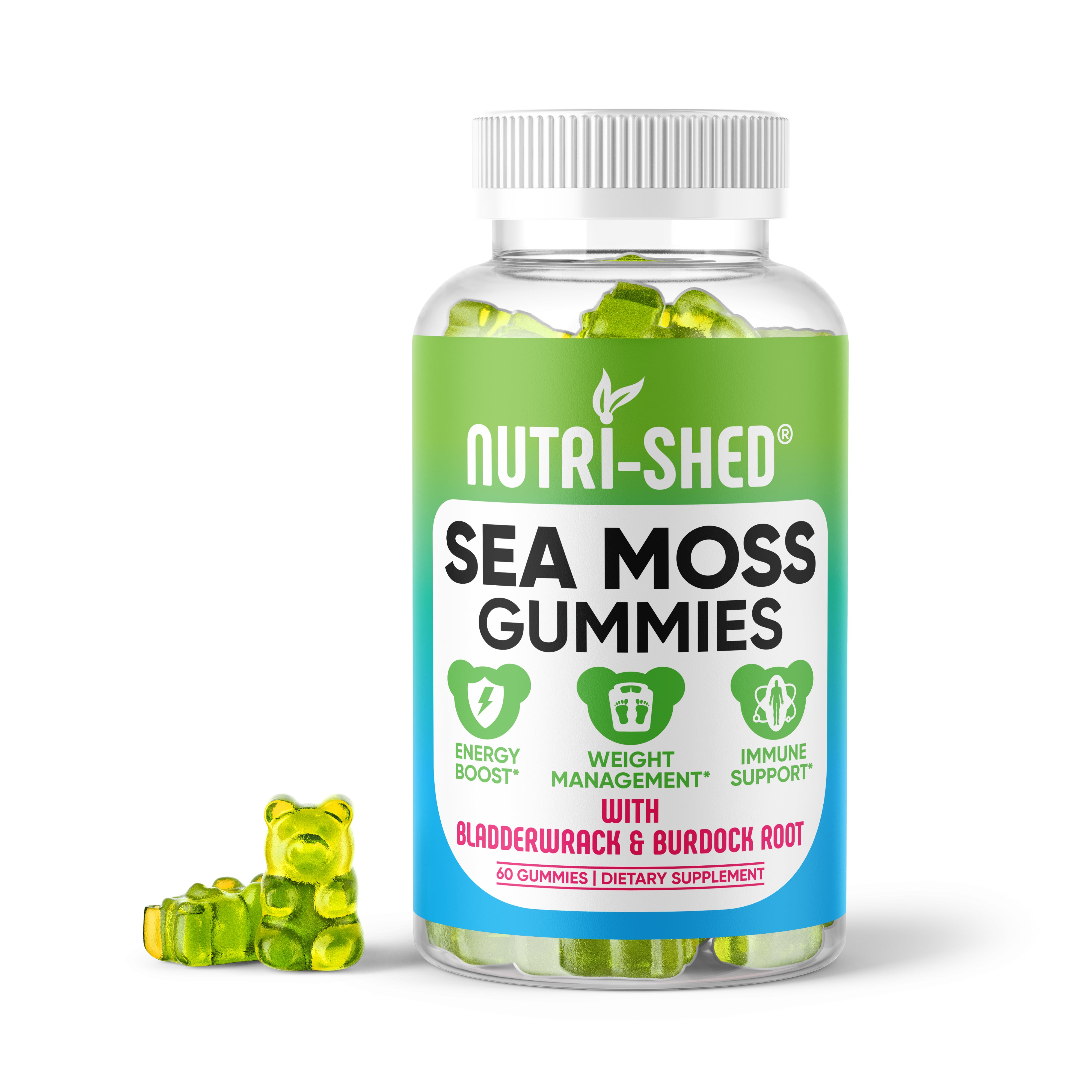 Nutri-Shed Vegan Sea Moss Gummies With Bladderwrack & Burdock Root - Nutri Shed Supplement Lab 